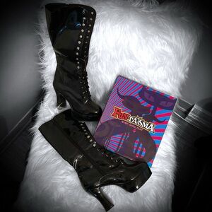NEW Pleaser Funtasma EXOTICA-2020 Size 10 Black Patent Platform Boots Lace up